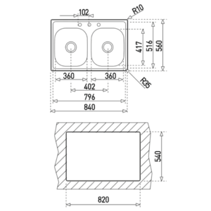 TEKA | Fregadero 840.560 2C, instalación empotre