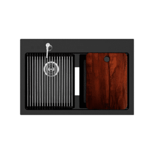 KELE | Tarja doble de cuarzo negro empotrable